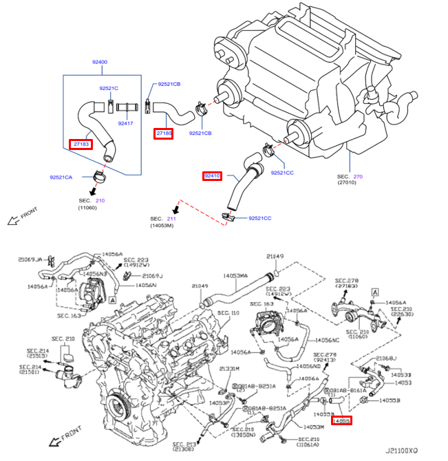 AAM Competition 370Z & G37 Silicone Heater Hose Kit