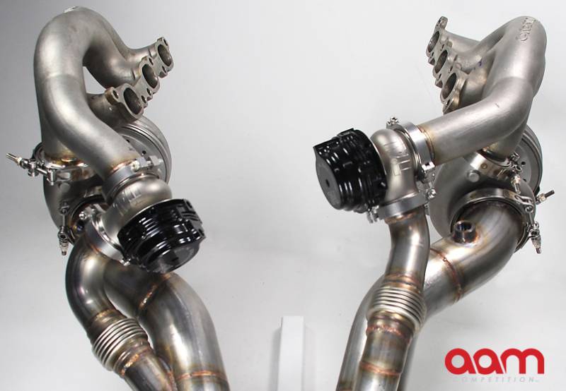 AAM Competition R35 GT-R GT1200-EFR Turbocharger System Upgrade 
*1000-1100+awhp Capable Turbochargers w/ V Band Turbine Housing
*Stainless Cast Manifolds
*Stainless V Band Downpipes (Off Road Use Only)
*Twin Water Cooled, V Band External W/Gs
*Pre-Assembled and Fully Terminated Oil Lines
*Pre-Assembled and Fully Terminated Water Lines & New Distribution Block