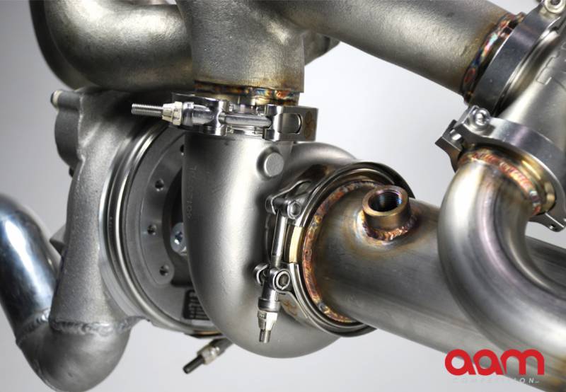 AAM Competition R35 GT-R GT1200-EFR Turbocharger System Upgrade 
*1000-1100+awhp Capable Turbochargers w/ V Band Turbine Housing
*Stainless Cast Manifolds
*Stainless V Band Downpipes (Off Road Use Only)
*Twin Water Cooled, V Band External W/Gs
*Pre-Assembled and Fully Terminated Oil Lines
*Pre-Assembled and Fully Terminated Water Lines & New Distribution Block