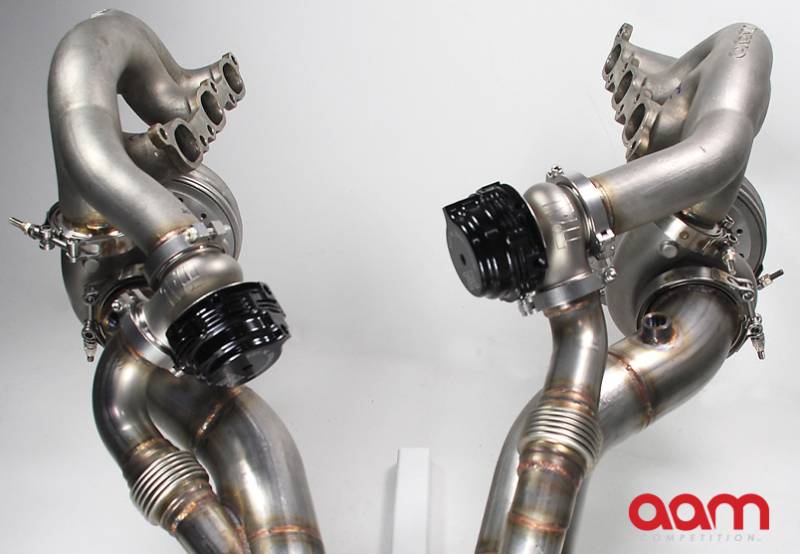 AAM Competition R35 GT-R GT1000-EFR Turbocharger System Upgrade 
*up to1000hp Capable Turbochargers w/ V Band Turbine Housing
*Stainless Cast Manifolds
*Stainless V Band Downpipes (Off Road Use Only)
*Twin Water Cooled, V Band External W/Gs
*Pre-Assembled and Fully Terminated Oil Lines
*Pre-Assembled and Fully Terminated Water Lines & New Distribution Block